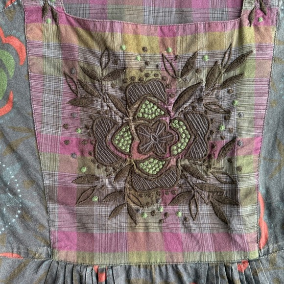 Gudrun Sjoden Alaska 100% Cotton Embroidered Bib Pintuck Ruffle Tunic Dress M - Picture 4 of 9